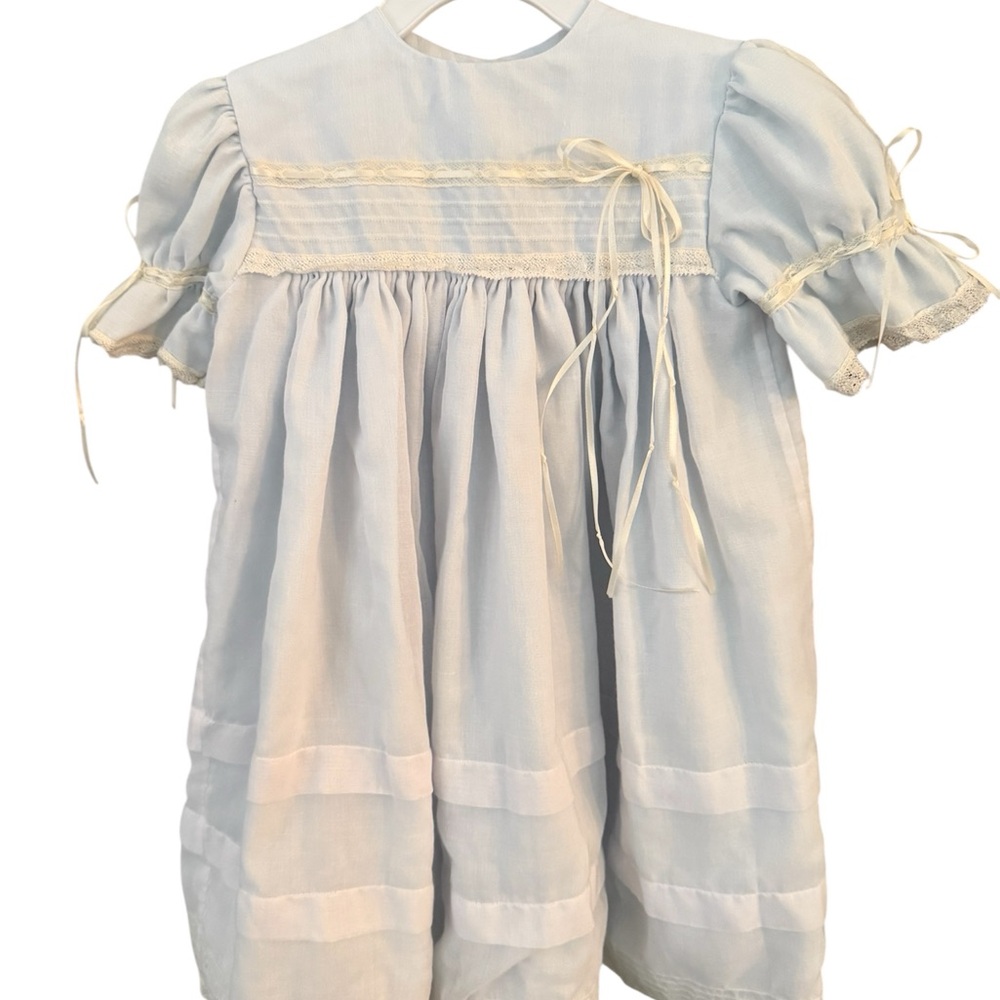 Heirloom light blue baby dress 24 month. All the beautiful details.